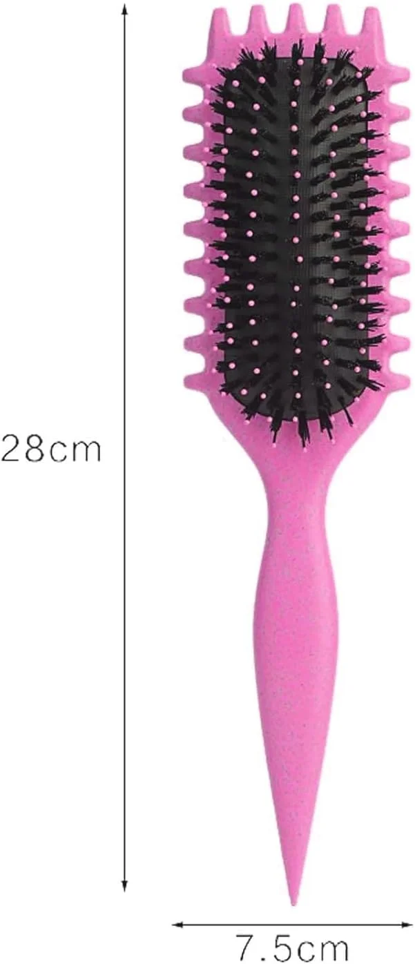 برس حالت دهنده و فر کننده مو Purfex Bounce Curl - برس باز کننده گره موی با کیفیت عالی برای موهای فر، ایده آل برای شانه کردن، حالت دادن و مشخص کردن فرها برای خانم ها و آقایان با کشش کمتر (صورتی)