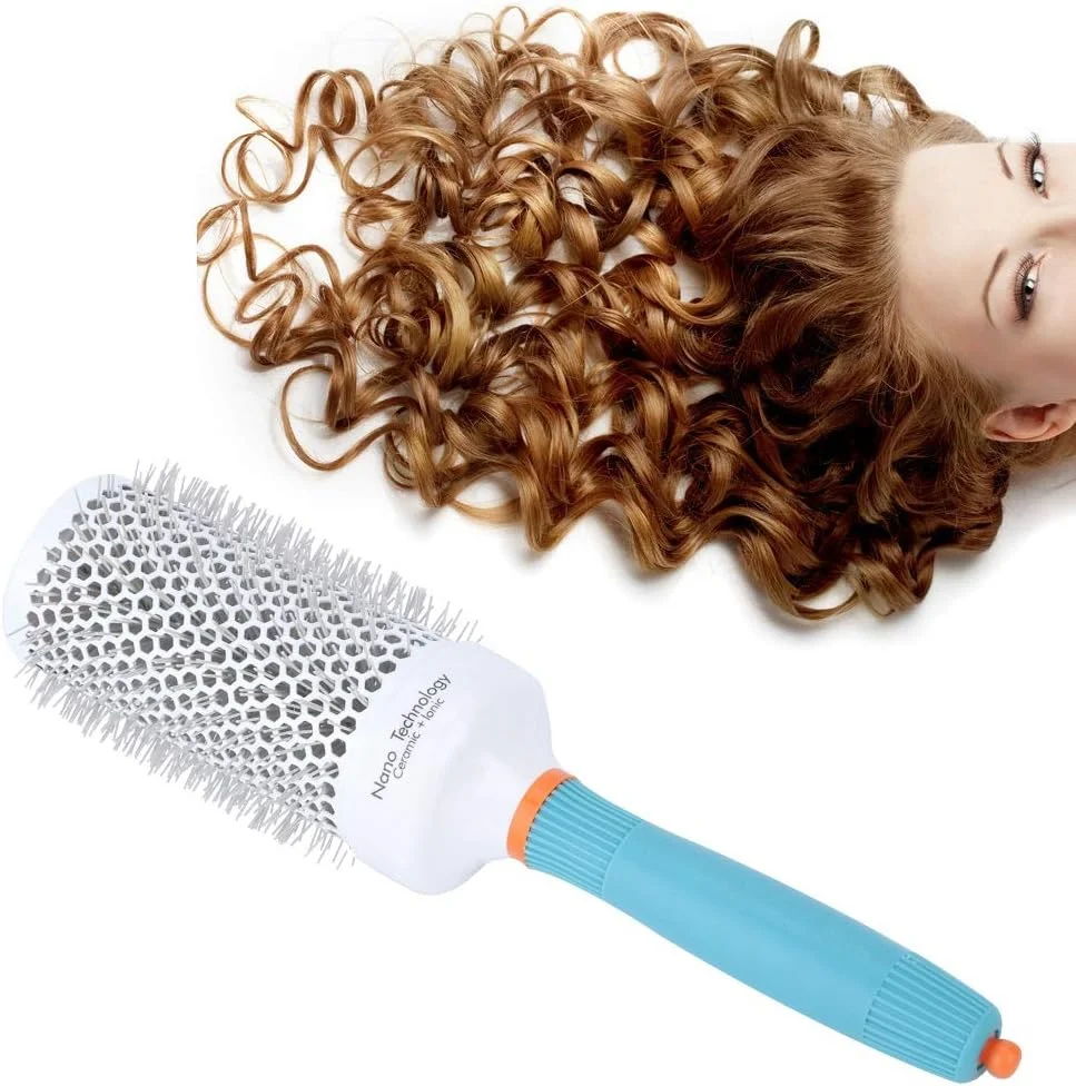 برس مو گرد، برس گرد روغن آرگان مراکشی آلومینیومی، برس مو رولی، برس گرد برای خشک کردن، فر کردن و صاف کردن مو (27x5.8 سانتی متر)