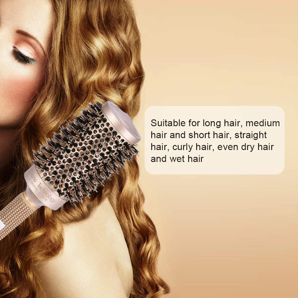 برس گرد مو، برس حالت دهنده موی سرامیکی برای خشک کردن، حالت دادن، فر کردن، صاف کردن، محافظت از مو، افزایش حجم و درخشندگی مو (53 میلی متر)