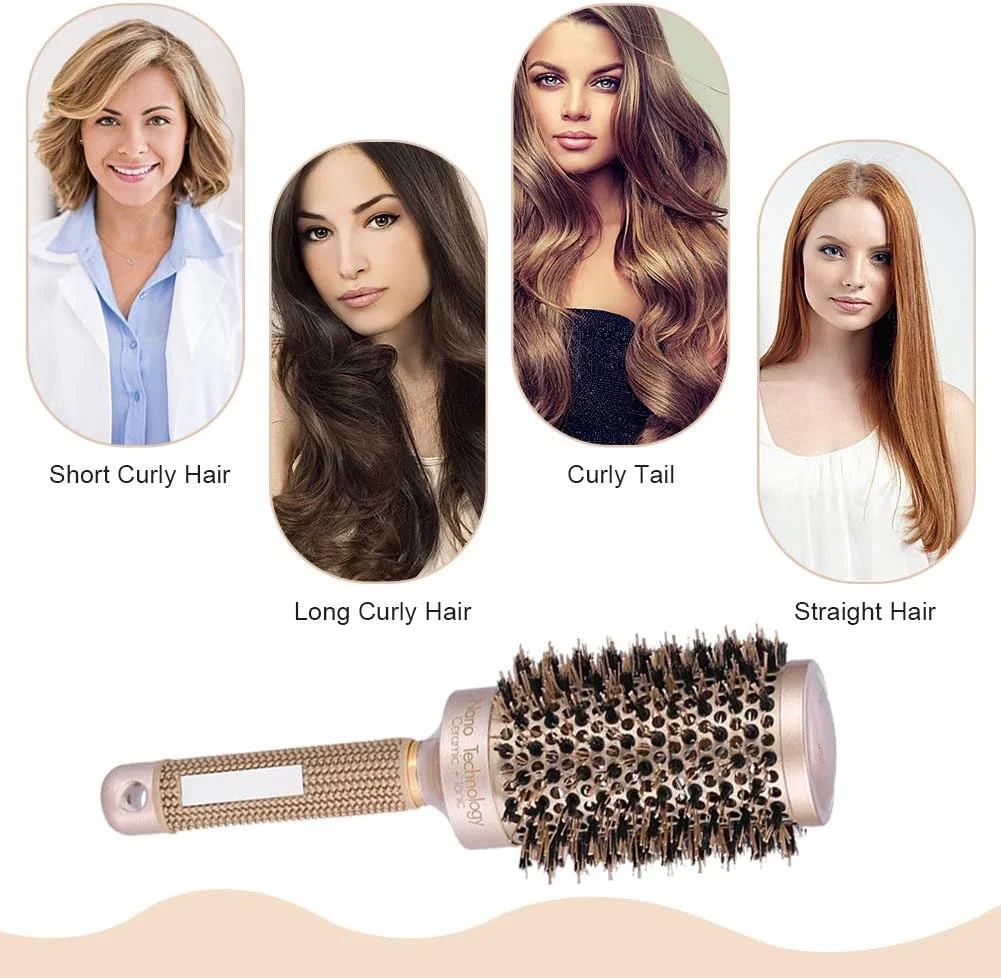 برس گرد مو، برس حالت دهنده موی سرامیکی برای خشک کردن، حالت دادن، فر کردن، صاف کردن، محافظت از مو، افزایش حجم و درخشندگی مو (53 میلی متر)