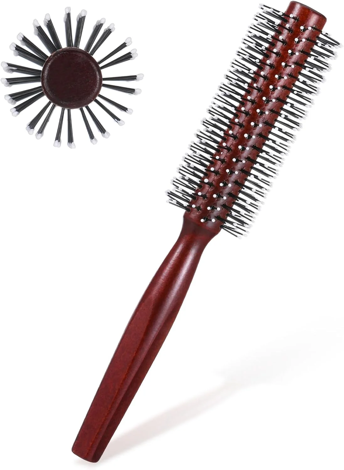 برس گرد کوچک برای موهای کوتاه، برس گرد برای حالت دادن و فر کردن مو با سشوار، برس حالت دهنده با دندانه های کروی نایلونی مقاوم در برابر حرارت، برس موی دایره ای سایز مسافرتی قابل حمل برای زنان و مردان