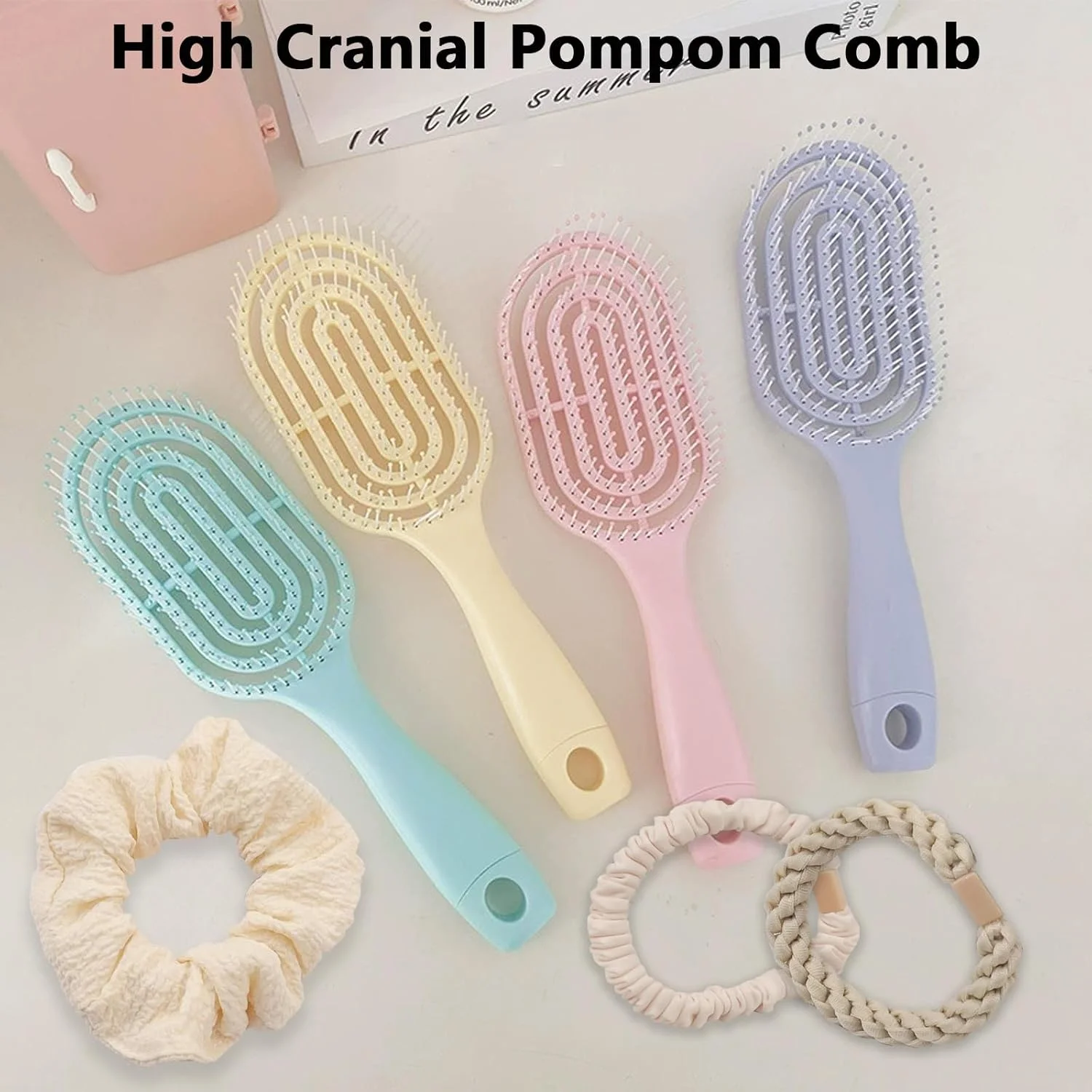 برس مو SNZ بدون کشیدن (همراه با 3 عدد کش مو)، برس باز کننده گره مناسب برای موهای فر و بلند زنان و مردان، برس فر کننده پایدار، برس مو - بنفش روشن