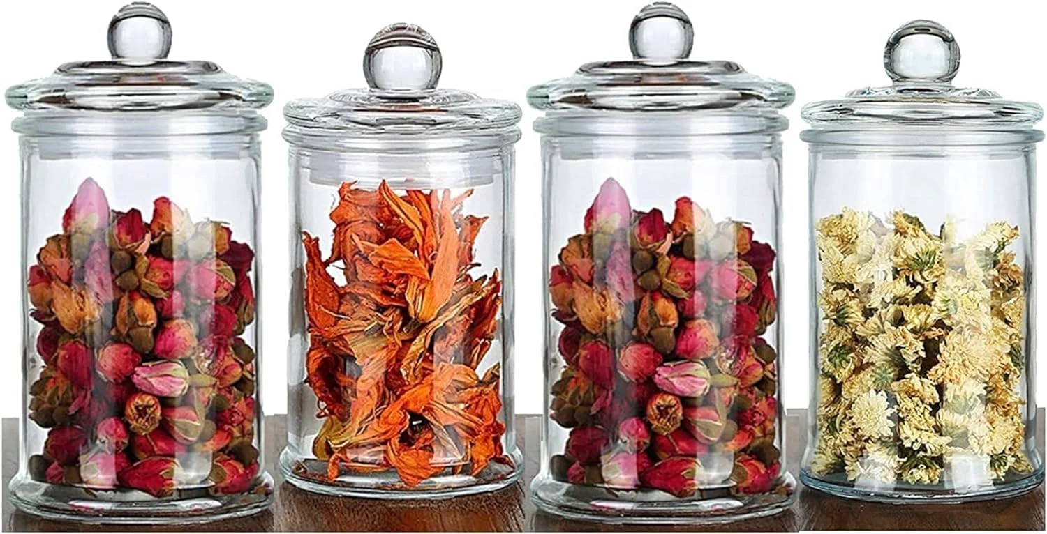 Generic Minimalist Glass Jars 500 ml Set Of 4 - Ideal for Cereals, Nuts, Candles & More