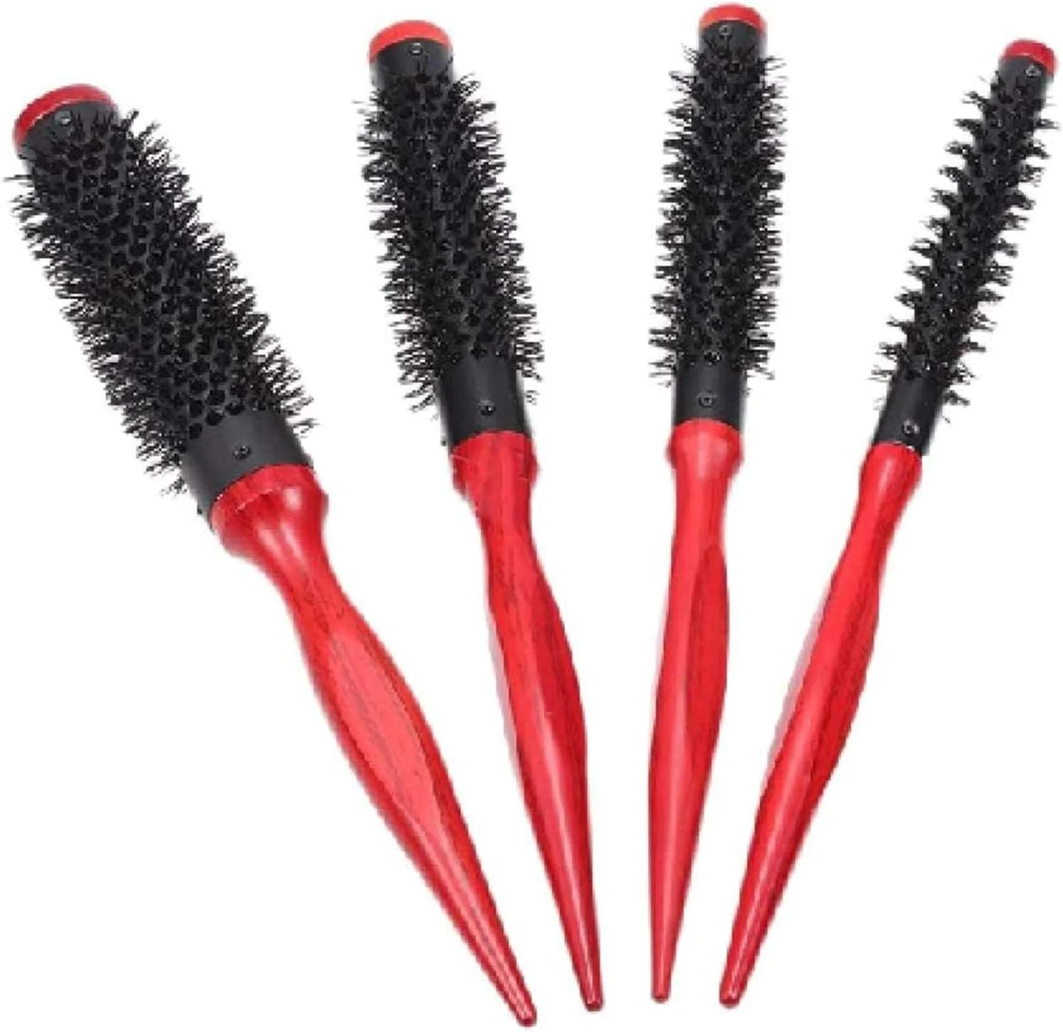 برس مو گرد کوچک TERRIFI، دسته مخروطی 4 عددی، برس مو استوانه‌ای آلومینیومی نایلونی مناسب سشوار کشیدن، فر کردن و صاف کردن مو