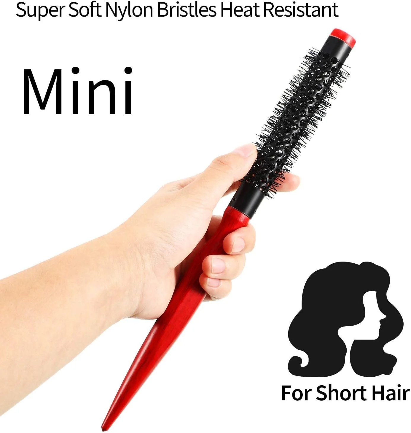 برس مو گرد کوچک TERRIFI، دسته مخروطی 4 عددی، برس مو استوانهای آلومینیومی نایلونی مناسب سشوار کشیدن، فر کردن و صاف کردن مو برس مو گرد کوچک TERRIFI، دسته مخروطی 4 عددی، برس مو استوانهای آلومینیومی نایلونی مناسب سشوار کشیدن، فر کردن و صاف کردن مو