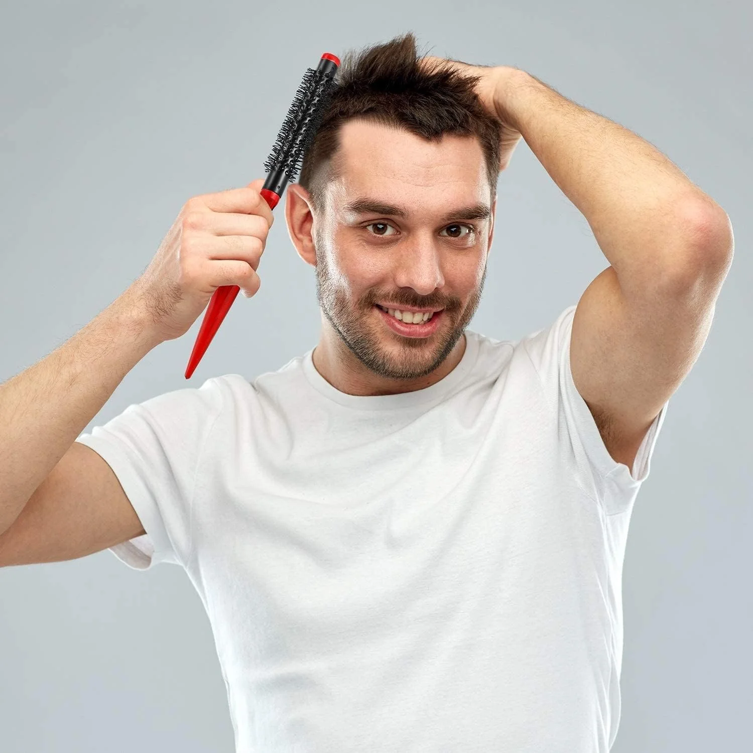 برس مو گرد کوچک TERRIFI، دسته مخروطی 4 عددی، برس مو استوانهای آلومینیومی نایلونی مناسب سشوار کشیدن، فر کردن و صاف کردن مو برس مو گرد کوچک TERRIFI، دسته مخروطی 4 عددی، برس مو استوانهای آلومینیومی نایلونی مناسب سشوار کشیدن، فر کردن و صاف کردن مو