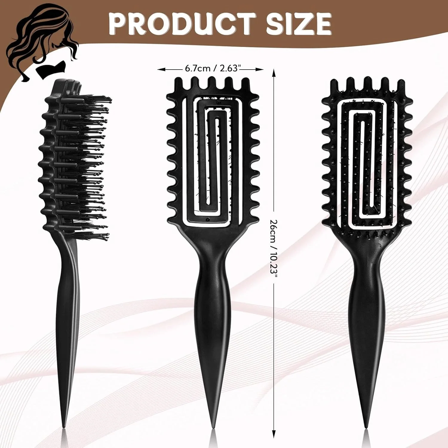 برس فر کننده مو زیکنیس، برس مو فرفری با دسته ارگونومیک، برس مو برای شانه کردن و حالت دادن، مناسب برای خانم ها و آقایان، کاهش کشیدگی و از بین رفتن فر، برای فرهای مد روز و مشخص (مشکی)