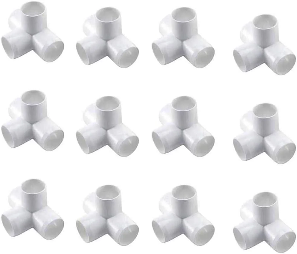 اتصالات سه راهی PVC چهار طرفه SELLERS360 سایز 1/2 اینچ - ساخت مبلمان PVC بادوام - اتصالات زانویی PVC [بسته 12 عددی] (1/2 اینچ چهار طرفه)