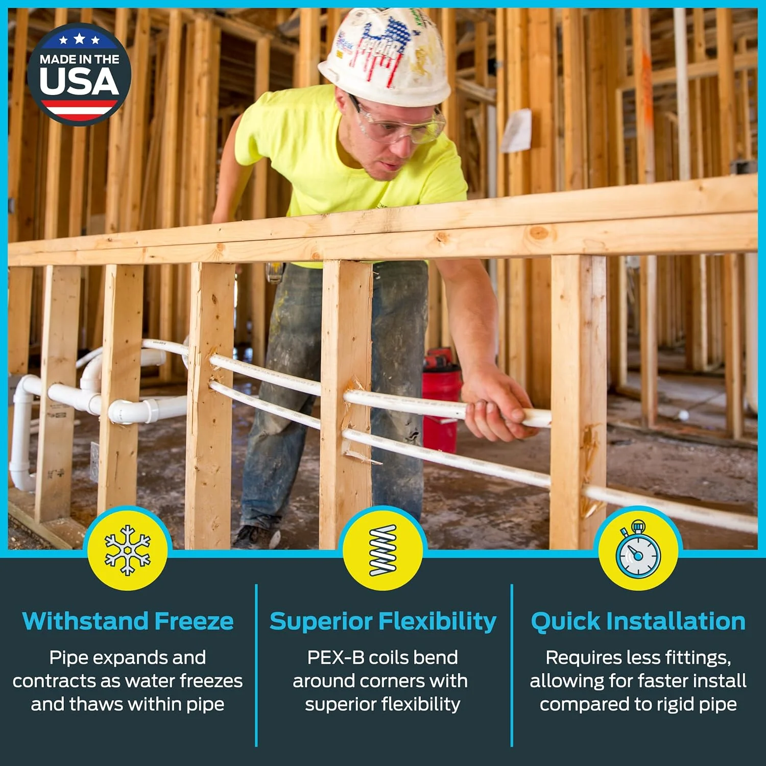 لوله PEX SharkBite، سفید، 1/2 اینچ، لوله انعطاف پذیر، آب آشامیدنی، اتصالات لوله کشی فشاری، U860W100، کلاف 100 فوتی، 1 ولت، 100 فوت