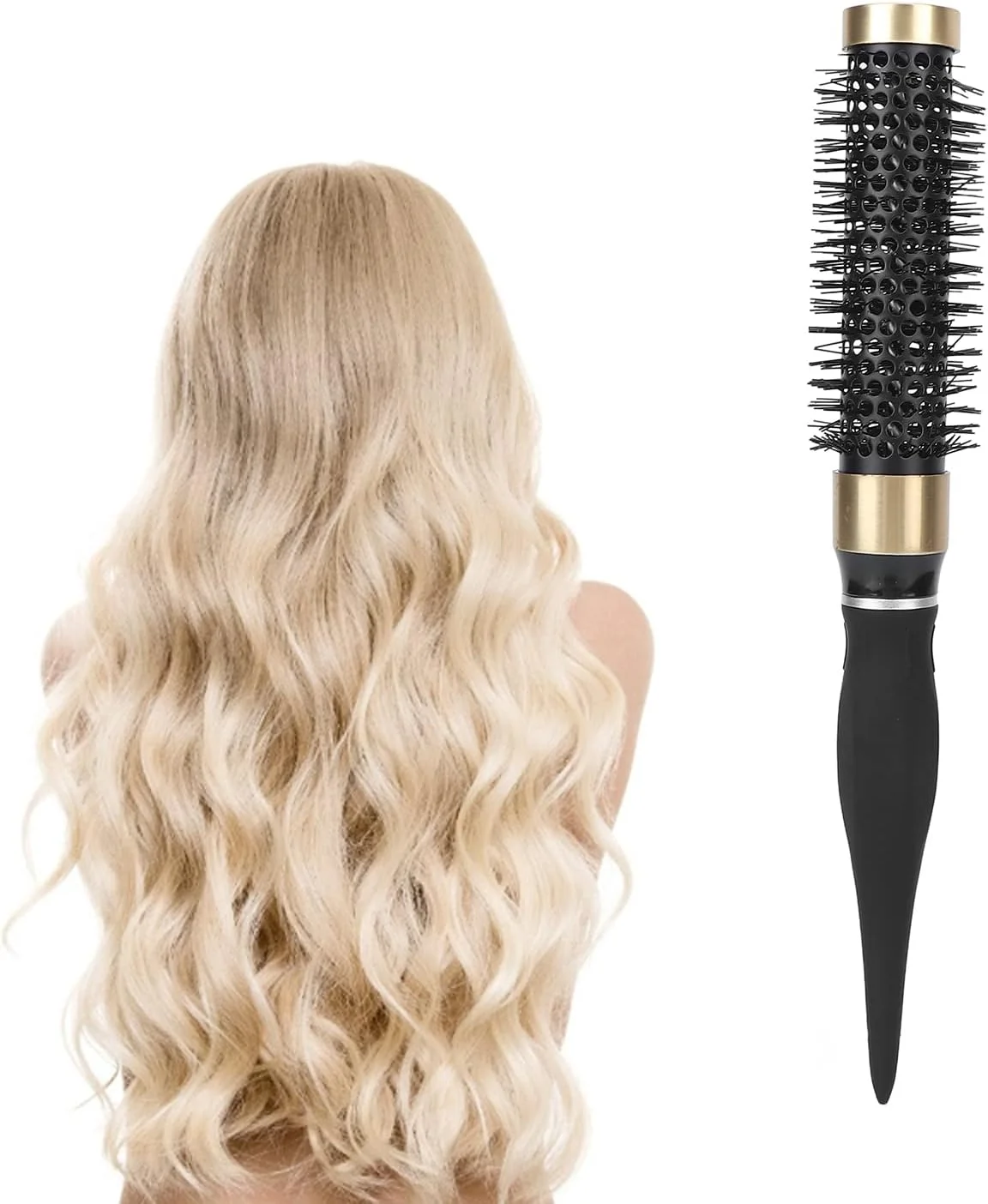 برس گرد حالت دهنده مو YAYOYO، ابزار آرایشگری آلومینیومی با موهای نایلونی برای خشک کردن و حالت دادن موی زنان و مردان - پخش روغن های مو، جلوگیری از الکتریسیته ساکن، طراحی توخالی