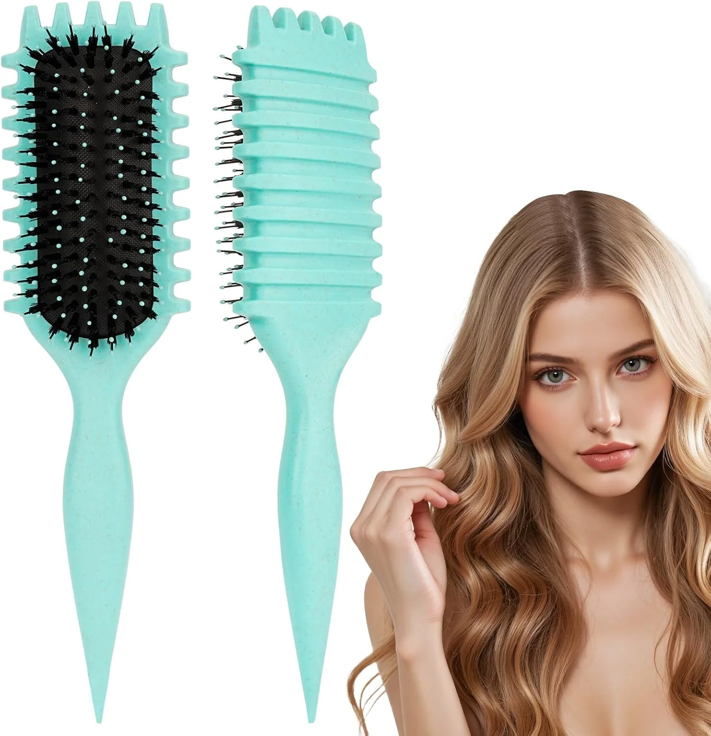 برس حالت دهنده فر زیاتلی برای خانم ها - برس موی فر موی گراز برای فرهای مشخص، موج ها و حلقه ها - کاهش وز و افزایش درخشش - ایده آل برای مراقبت از موهای فر طبیعی (سبز)