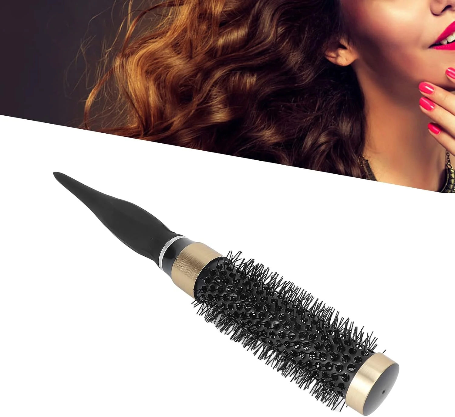 برس گرد حالت دهنده مو YAYOYO، ابزار آرایشگری آلومینیومی با موهای نایلونی برای خشک کردن و حالت دادن موی زنان و مردان - پخش روغن های مو، جلوگیری از الکتریسیته ساکن، طراحی توخالی