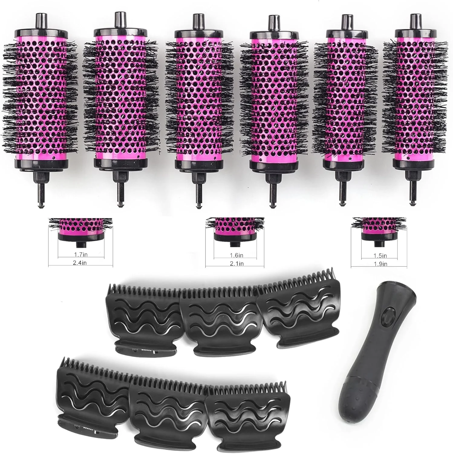 ست برس مو گرد XCELLENT GLOBAL XG با سری های جداشدنی، ابزار حالت دهی، 6 سری 1 دسته 6 گیره، کوچک متوسط بزرگ BT091