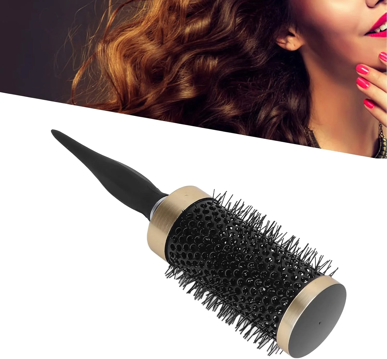 YAYOYO Round Brush Hair Curling Comb, Nylon Hair Aluminum Hairdressing Tool for Women and Men Hair Blow Drying Curling - Disperse Hair Oils, Prevent Static, Hollow Design