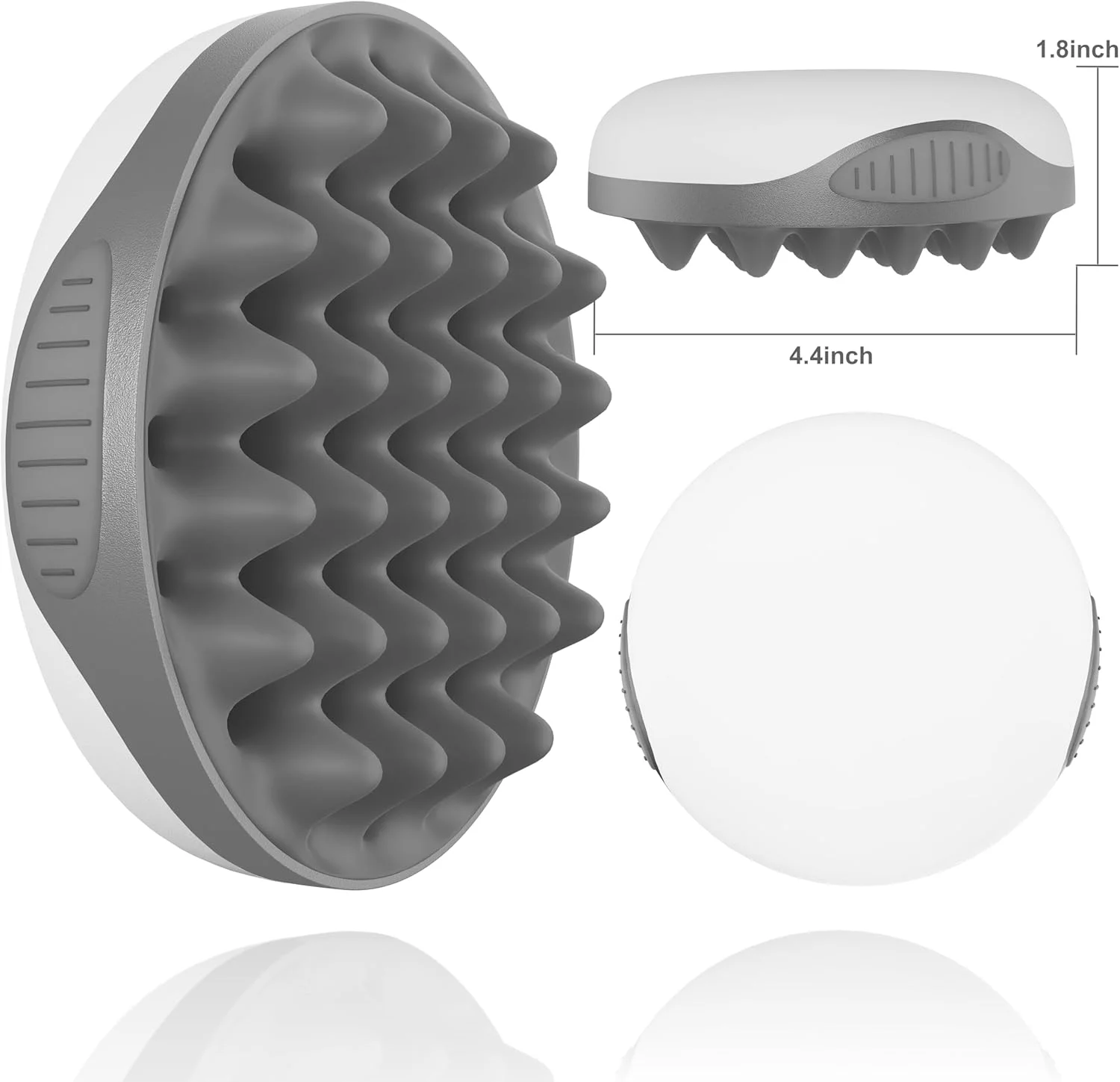 WTTORDE Silicone Hair Brush, Gray - Curly Hair Brush with Double-Sided Use, Different Sized Holes for Curling Afro and Short Hair, Non-Slip Twist Curl Comb for Men and Women, Travel Size