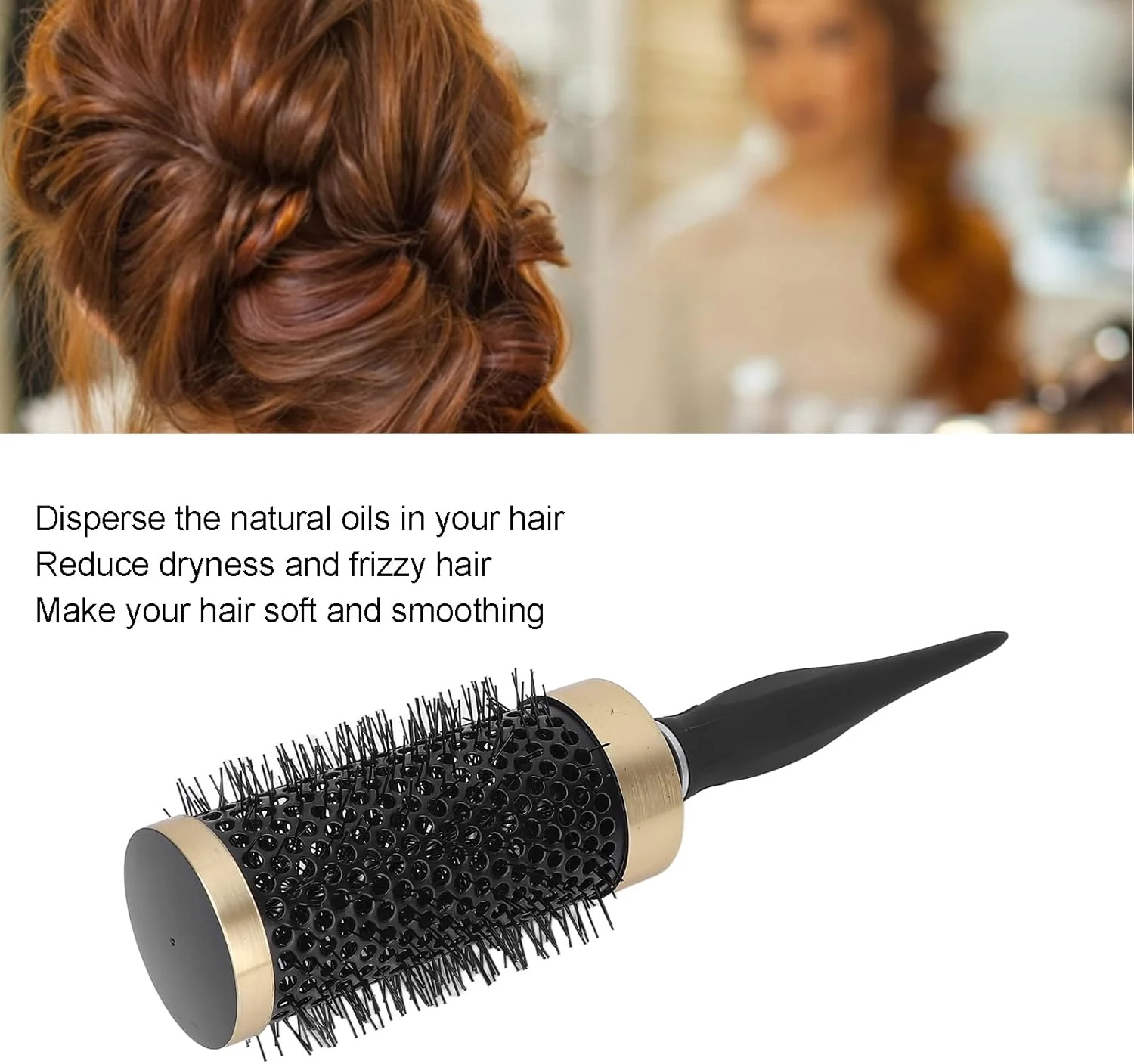 YAYOYO Round Brush Hair Curling Comb, Nylon Hair Aluminum Hairdressing Tool for Women and Men Hair Blow Drying Curling - Disperse Hair Oils, Prevent Static, Hollow Design