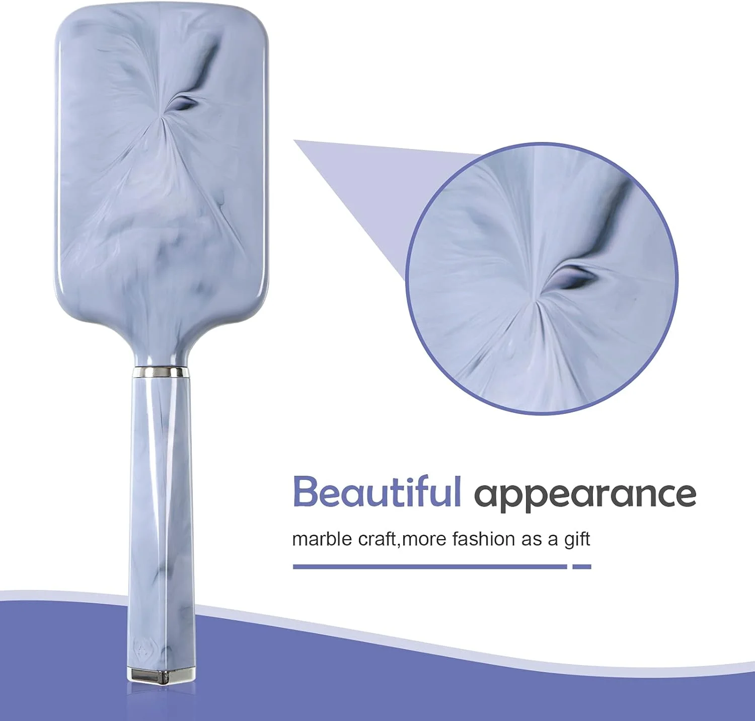 WIN SUN Paddle Brush with Air Cushion in Marble Effect，Good Massage and Good for Detangling, Straightening Hair and Blow Drying.