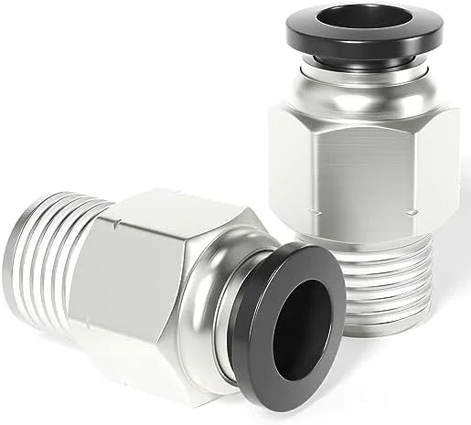 اتصالات پنوماتیک TAILONZ، نر مسی مستقیم، لوله 4 میلی‌متری OD x 1/4 BSP، اتصال فشاری PC4-02 (بسته 2 عددی)