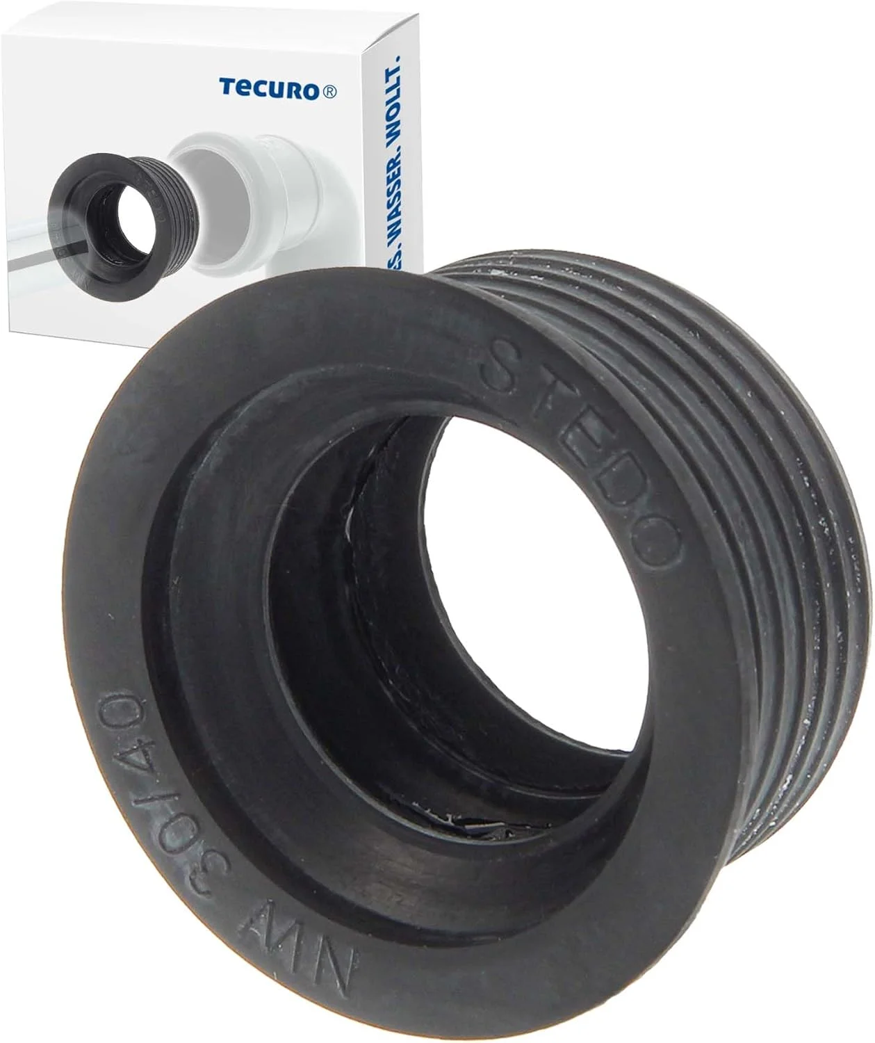 آستین لاستیکی سیفون Tecuro برای لوله تخلیه، قطر بیرونی: 40 میلی متر، قطر داخلی: 32 میلی متر.