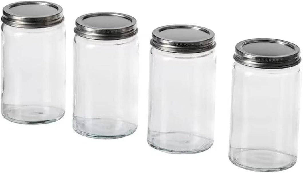 ایکیا CITRONHAJ ظرف ادویه، شیشه شفاف/استیل ضد زنگ، 35 سانتی‌لیتر (12 اونس) بسته 4 عددی