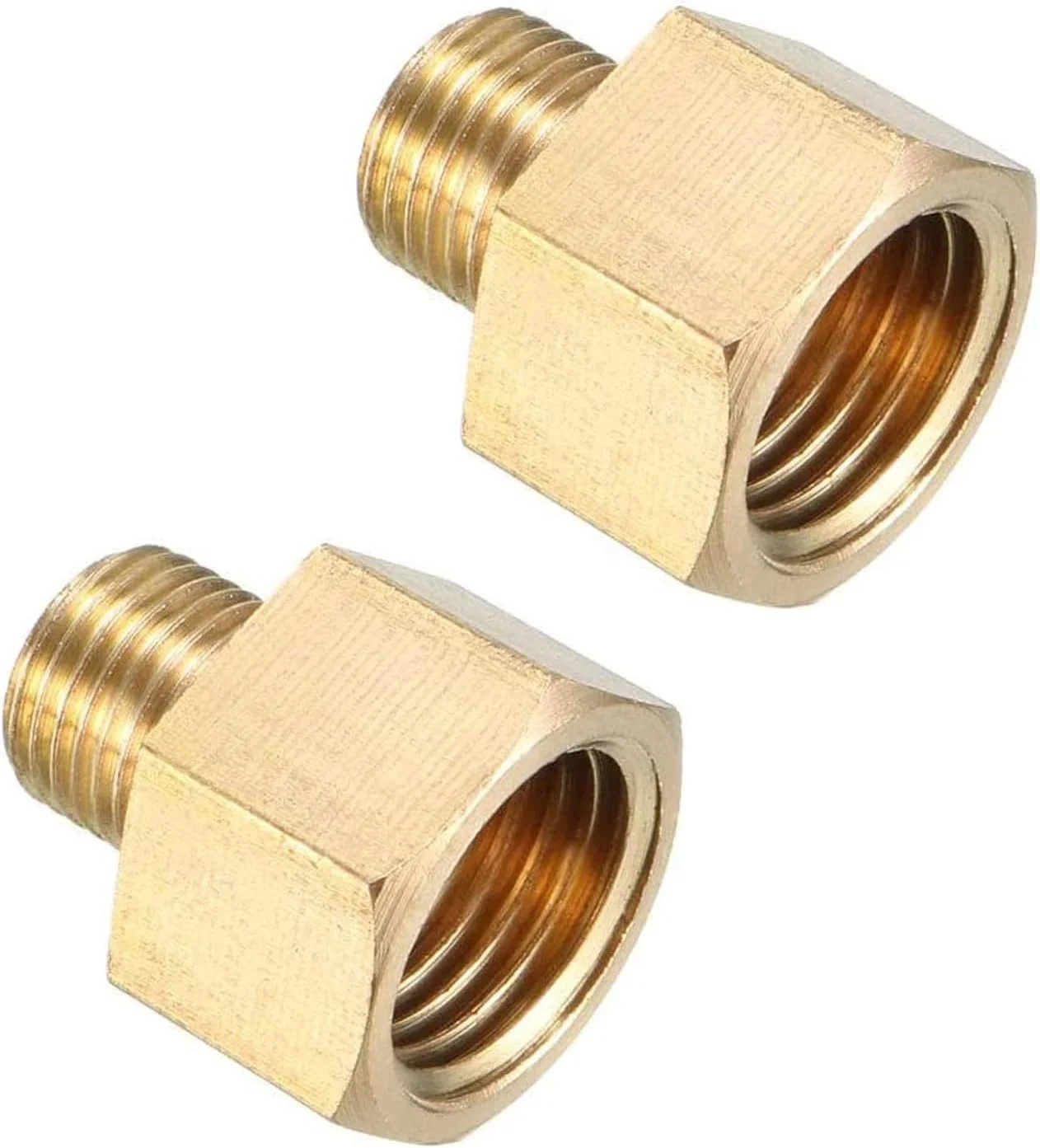 2Pcs Brass Threaded Pipe Fitting 1/8 PT Male x 1/4 PT Female Coupling, Hex Nipple Pipe Fitting Adapter Brass Hose Connector for Connect Pipes (1/8M)