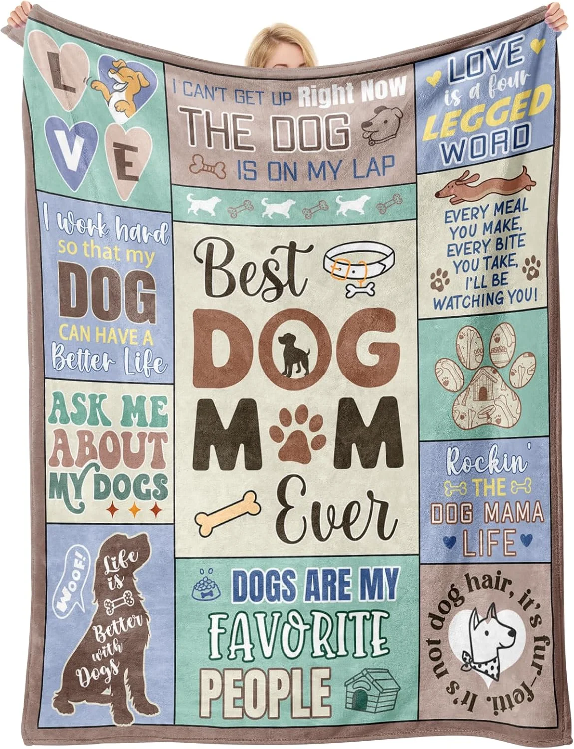 هدیه برای مادران سگ اینانموت، هدیه سگ برای زنان، بهترین هدیه برای مادران سگ، هدیه برای دوستداران سگ، هدیه برای دوستداران سگ، پتوی پشمی با طرح سگ 50 در 60 اینچ