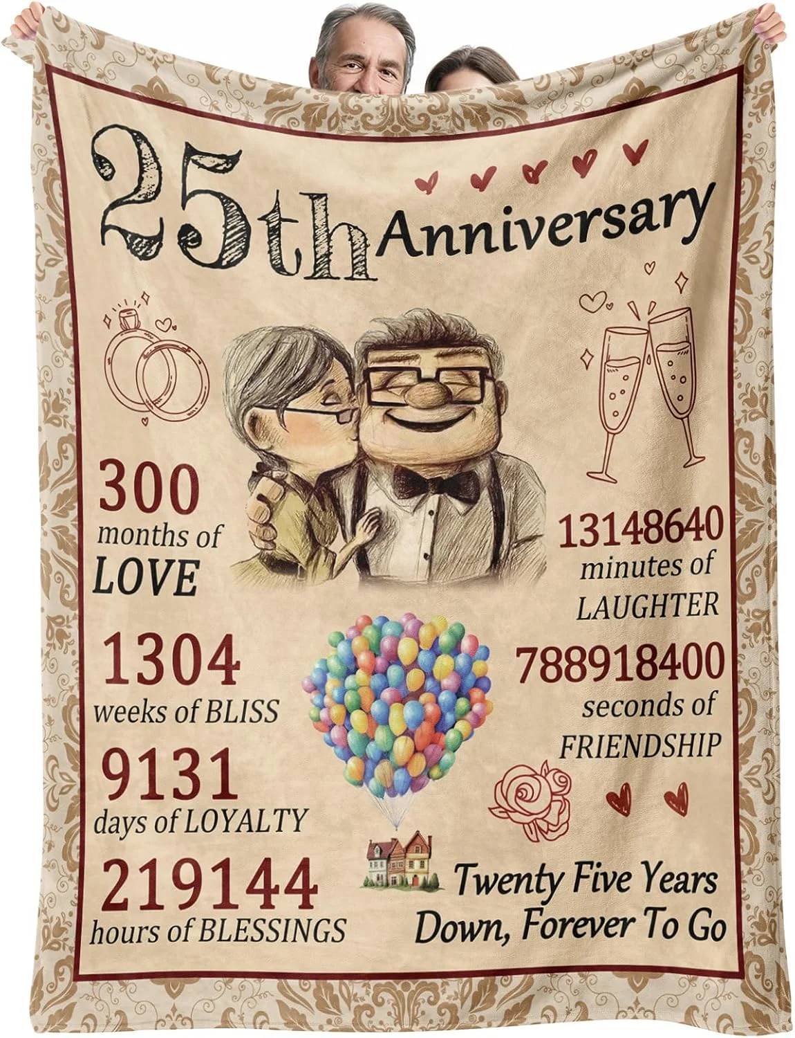 پتو هدیه سالگرد ازدواج 25 سالگی Einanmut برای همسر، پتو هدیه زوجین، هدیه تولد سالگرد ازدواج 25 سالگی برای همسر از طرف شوهر، هدیه سالگرد برای دوست دختر، بیست و پنج سال برای او
