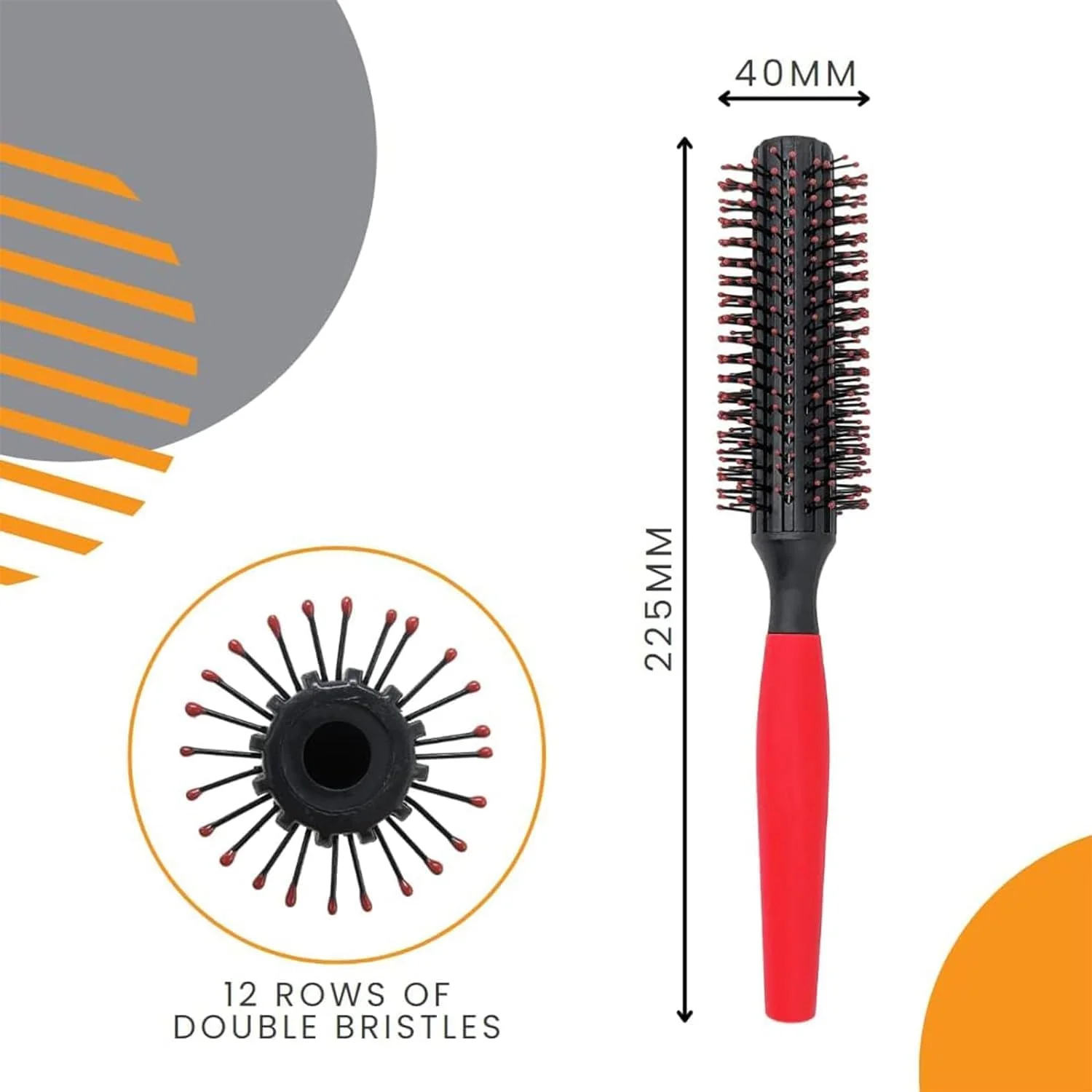 برس مو گرد وایت مانتین با دسته چوبی، شانه فر کننده مو، برس مو ضد الکتریسیته ساکن برای حالت دادن به مو - برس مو گرد مردانه، شانه کوئیف، برس حالت دهنده مو گرد برای خشک کردن با سشوار