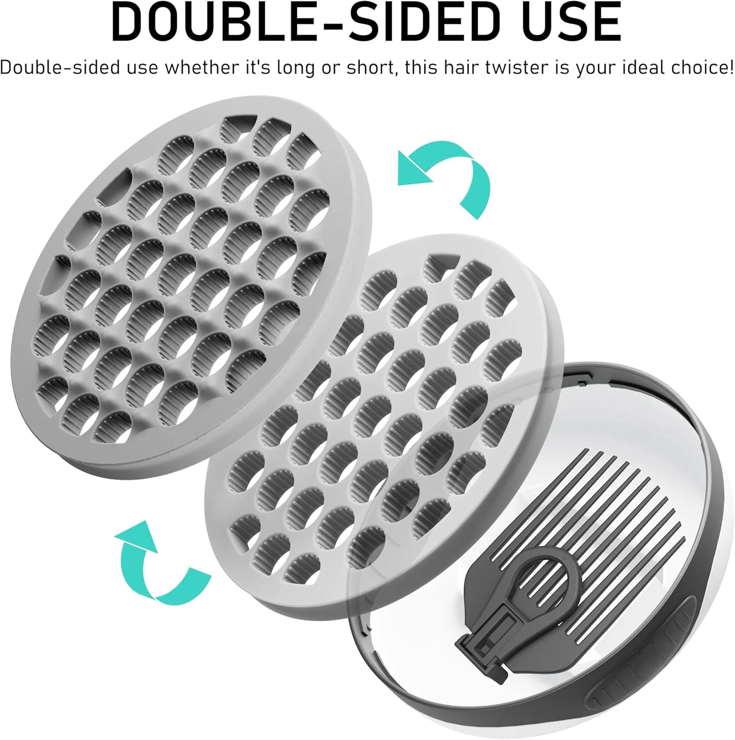 برس موی فر کننده سیلیکونی WORGATE، ابزار فر کننده موی جادویی برای فرهای آفریقایی، برس های فر راه راه عمودی، جداشدنی دو طرفه برای شانه مردانه زنانه پسرانه دخترانه، خاکستری، 1 عدد