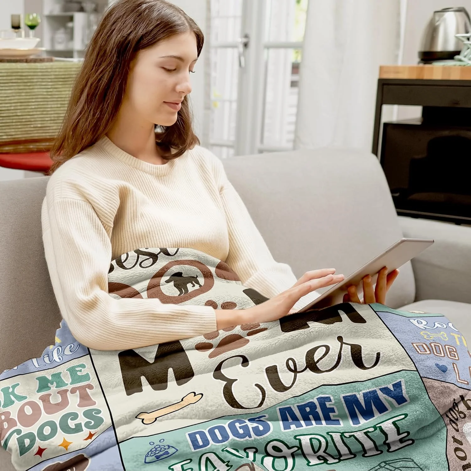 هدیه برای مادران سگ اینانموت، هدیه سگ برای زنان، بهترین هدیه برای مادران سگ، هدیه برای دوستداران سگ، هدیه برای دوستداران سگ، پتوی پشمی با طرح سگ 50 در 60 اینچ