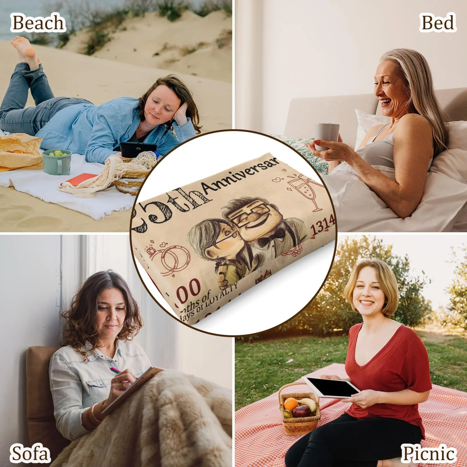 پتو هدیه سالگرد ازدواج 25 سالگی Einanmut برای همسر، پتو هدیه زوجین، هدیه تولد سالگرد ازدواج 25 سالگی برای همسر از طرف شوهر، هدیه سالگرد برای دوست دختر، بیست و پنج سال برای او