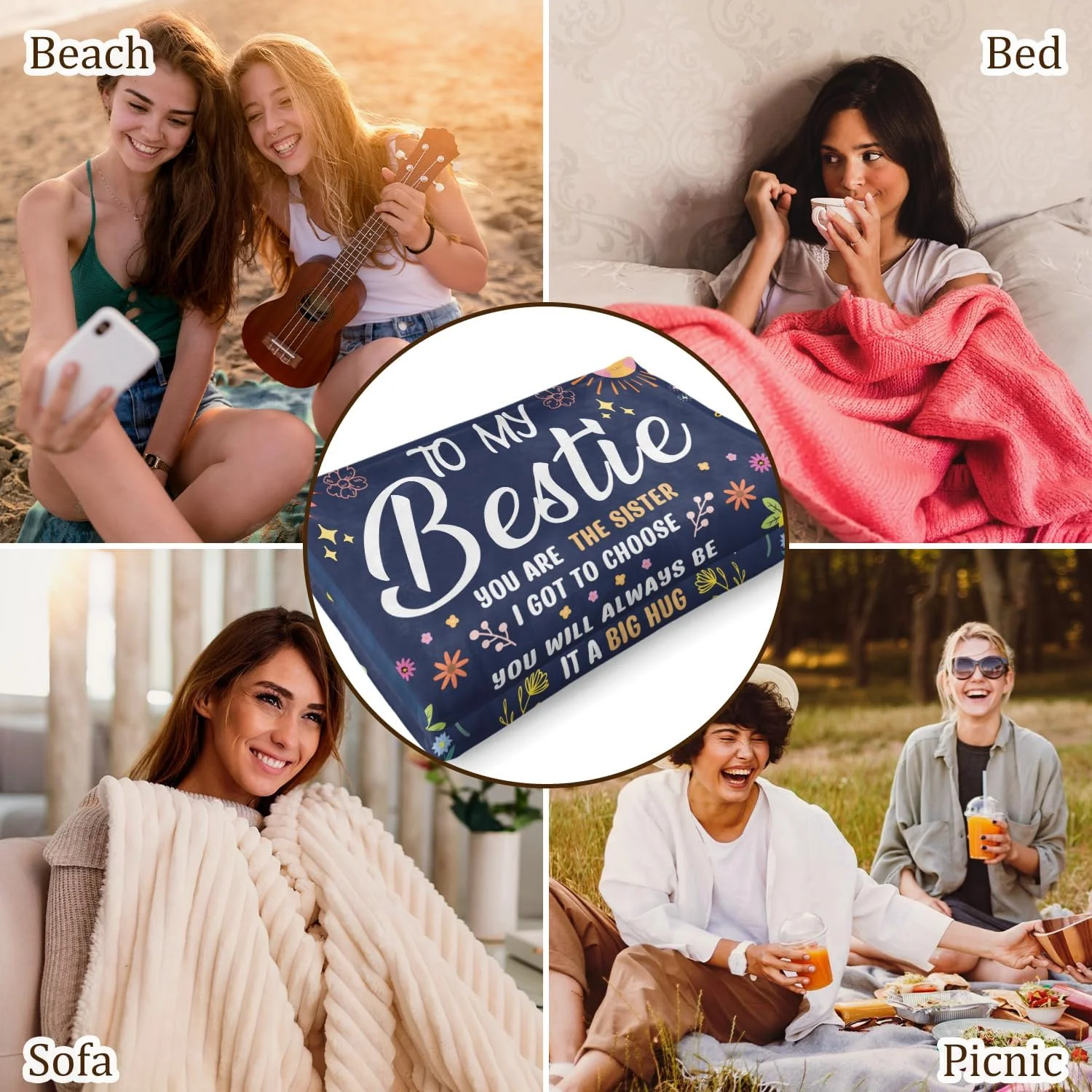 پتو مسافرتی هدیه برای بهترین دوست، 152x127 سانتی متر