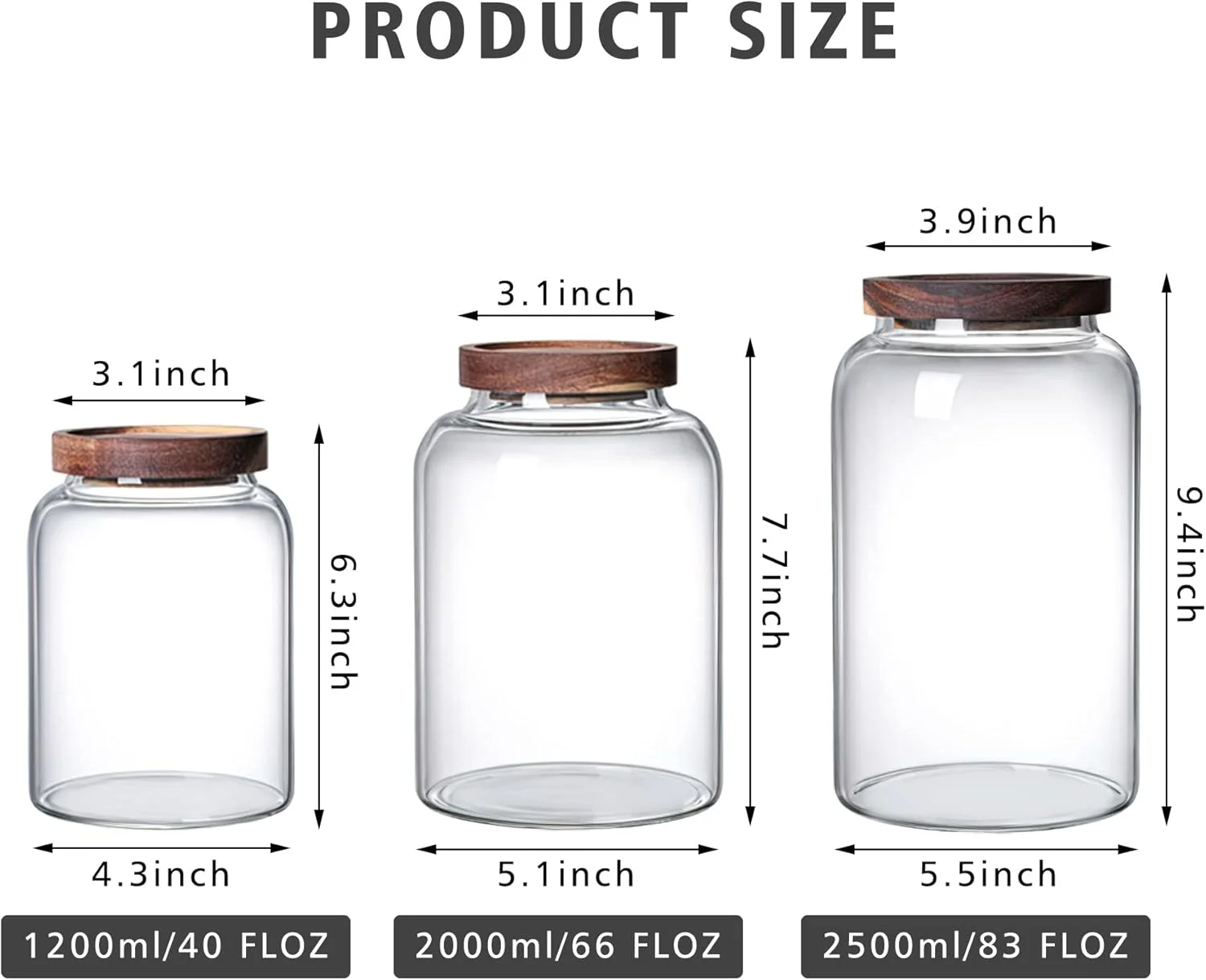 ظرف شیشه ای ذخیره سازی INCETUE با درب چوبی، 2000 میلی لیتر، استوانه ای شفاف، قابل انباشت، مناسب مواد غذایی، قهوه، آرد، اسپاگتی و کوکی با درب بامبوی محکم ظرف شیشه ای ذخیره سازی INCETUE با درب چوبی، 2000 میلی لیتر، استوانه ای شفاف، قابل انباشت، مناسب مواد غذایی، قهوه، آرد، اسپاگتی و کوکی با درب بامبوی محکم