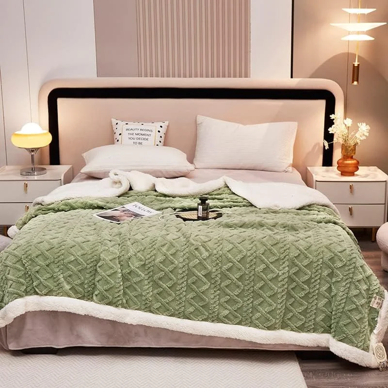 پتوی ضخیم لوبوس، پشم گوسفند گرم، پتوی دو رو، پتوی تخت، پتوی چرت، پتوی مبل، فلانل ضخیم شرپا، پتوی گرم (150x200 سانتی متر، سبز)