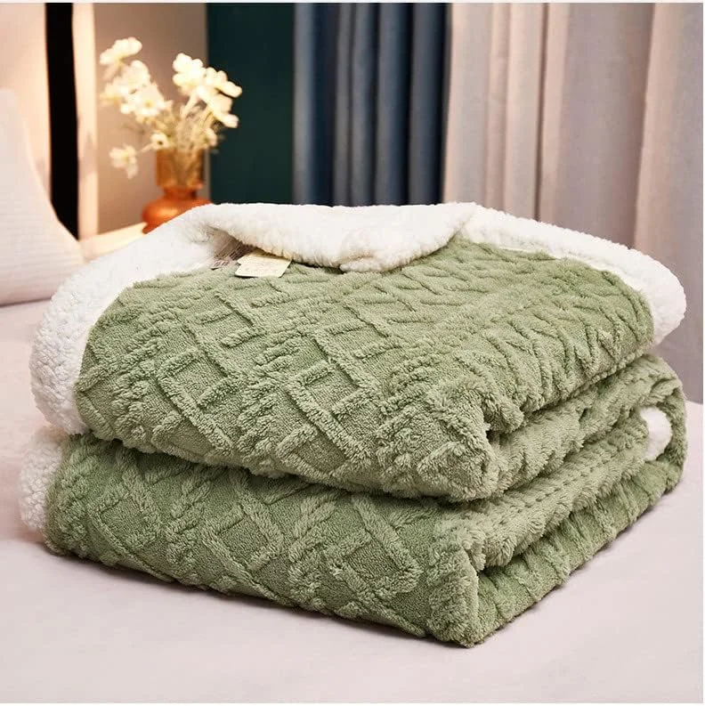 پتوی ضخیم لوبوس، پشم گوسفند گرم، پتوی دو رو، پتوی تخت، پتوی چرت، پتوی مبل، فلانل ضخیم شرپا، پتوی گرم (150x200 سانتی متر، سبز)
