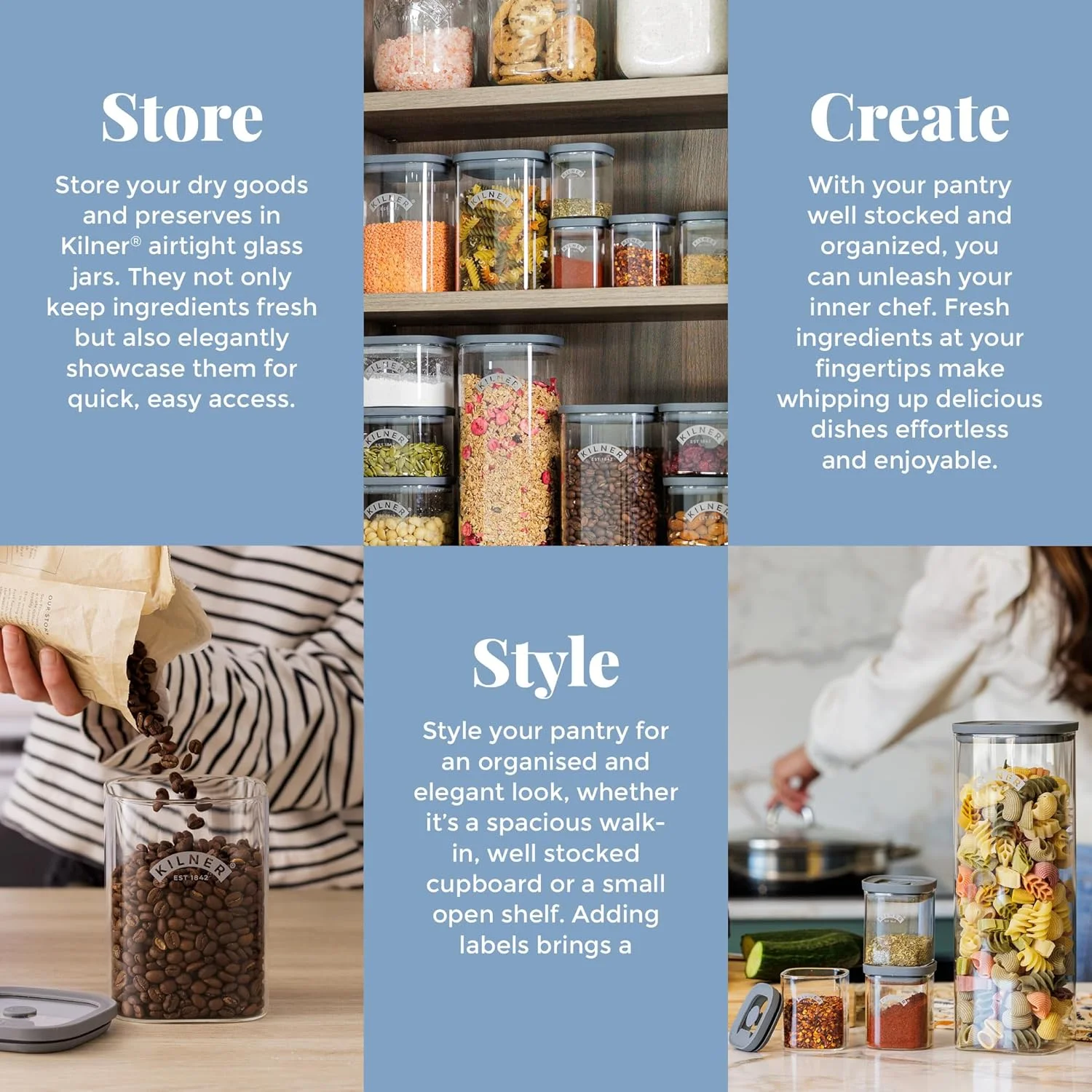 ظرف نگهداری تازه کیلنر 1.5 لیتری، ظرف شیشه ای درب دار بادوام با درب وکیوم | ظرف بدون BPA برای نگهداری مواد غذایی، آرد، گرانولا، مواد خشک، سازماندهی انبار ظرف نگهداری تازه کیلنر 1.5 لیتری، ظرف شیشه ای درب دار بادوام با درب وکیوم | ظرف بدون BPA برای نگهداری مواد غذایی، آرد، گرانولا، مواد خشک، سازماندهی انبار