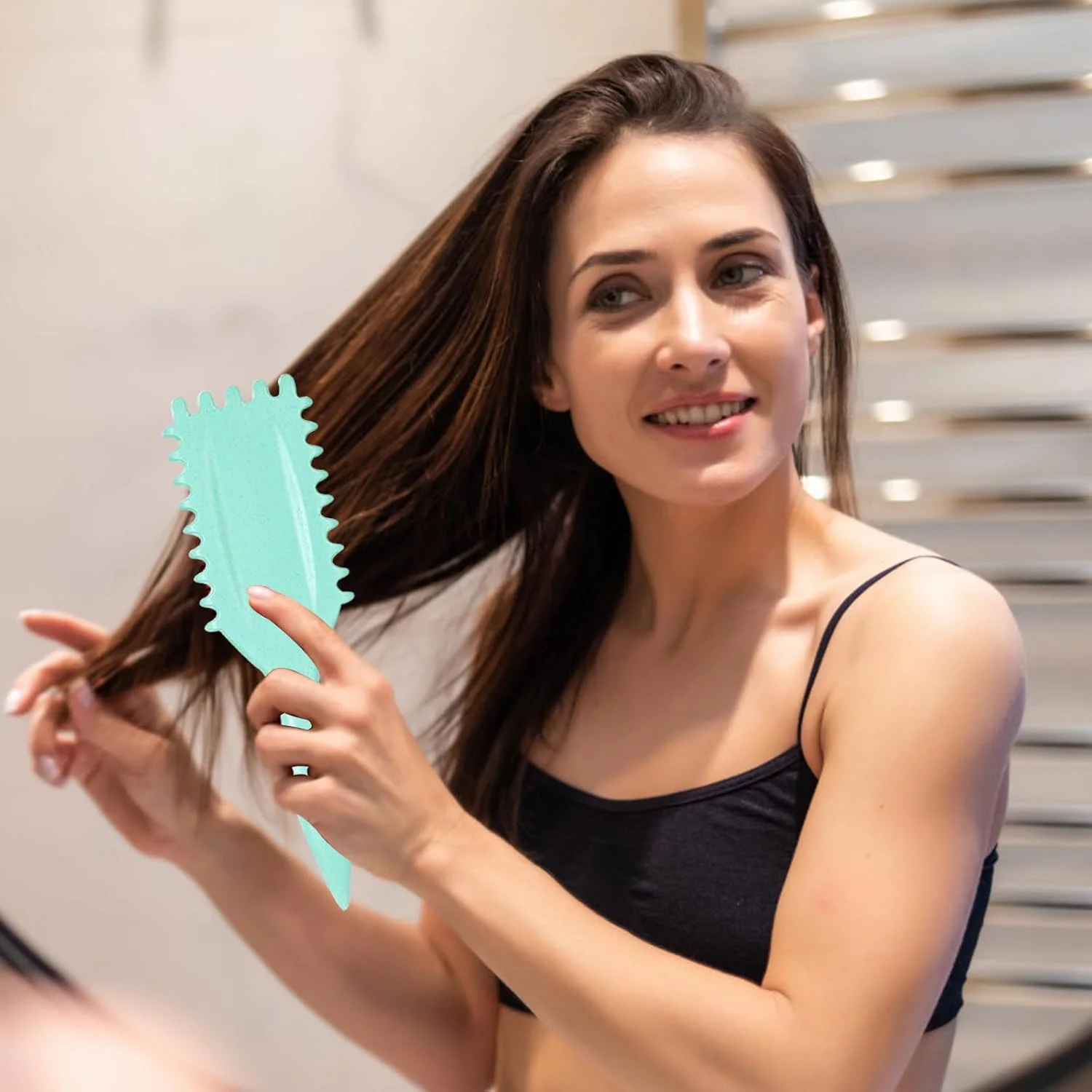 شانه برس حالت دهنده فر SWIUKPHE، برس موی سبز برای شانه کردن و حالت دادن به فرهای مردانه و زنانه برای کاهش کشیدگی، مستطیلی، انعطاف پذیر، تقویت کننده فر، унисекс، 1 عدد