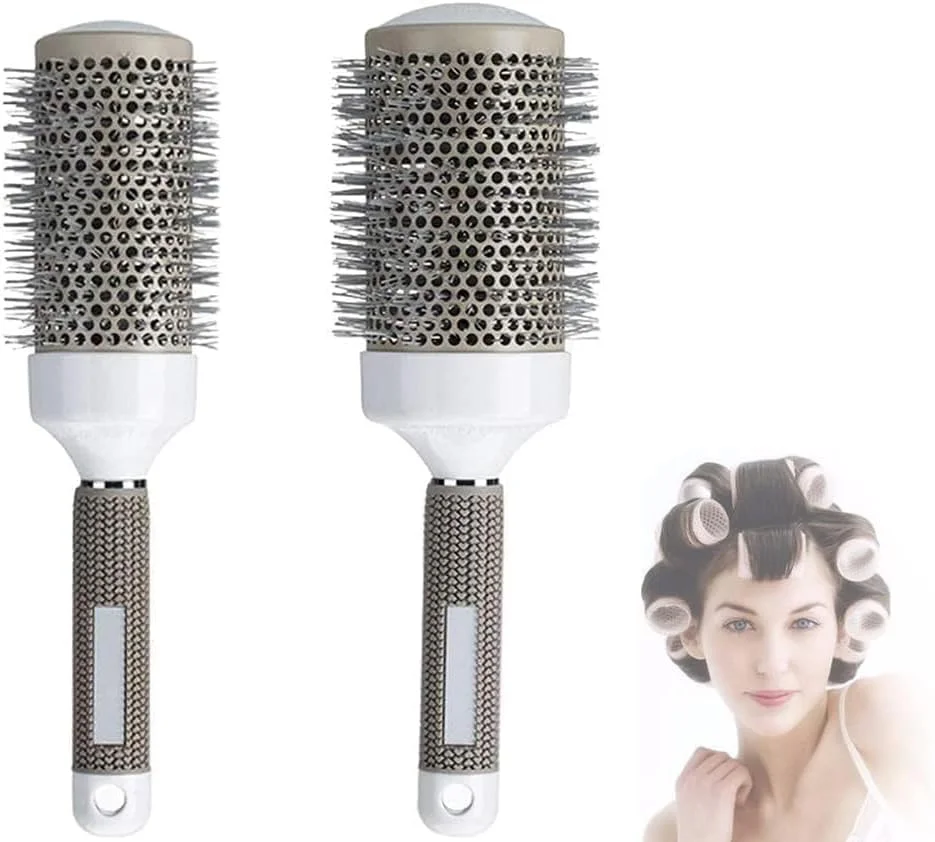 برس مو گرد SWIUKPHE، برس حالت دهنده مو سرامیکی فر، برس موی گرد سرامیکی بشکه ای آرایشگری سالن حالت دهی مو، مجموعه ابزار برس فر کننده بشکه ای (45 میلی متر، 53 میلی متر) مجموعه 2 عددی