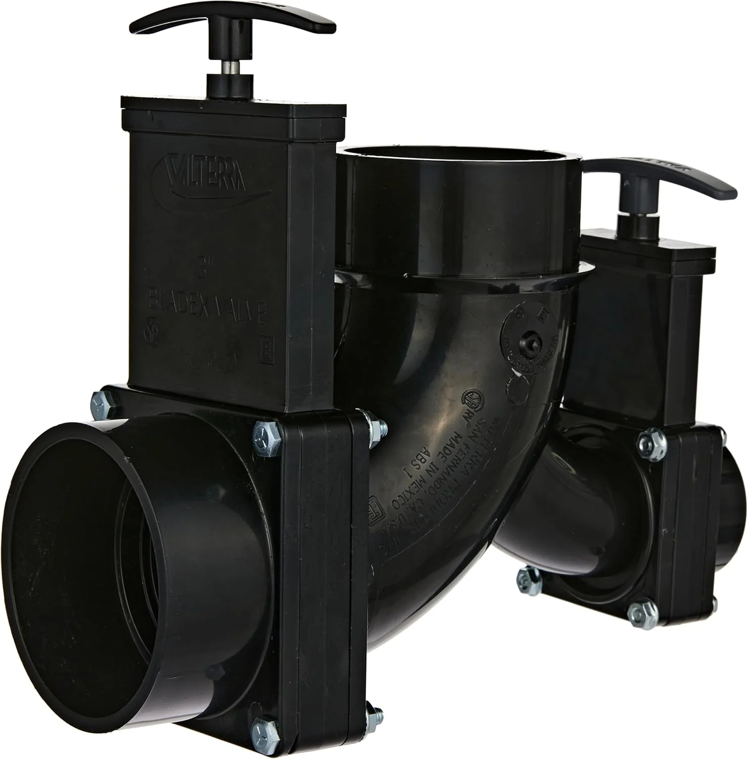 والو چرخشی دوگانه Valterra T81 Ell، هاب 3 اینچ x هاب 1-1/2 اینچ x خروجی Spigot 3 اینچ، مشکی