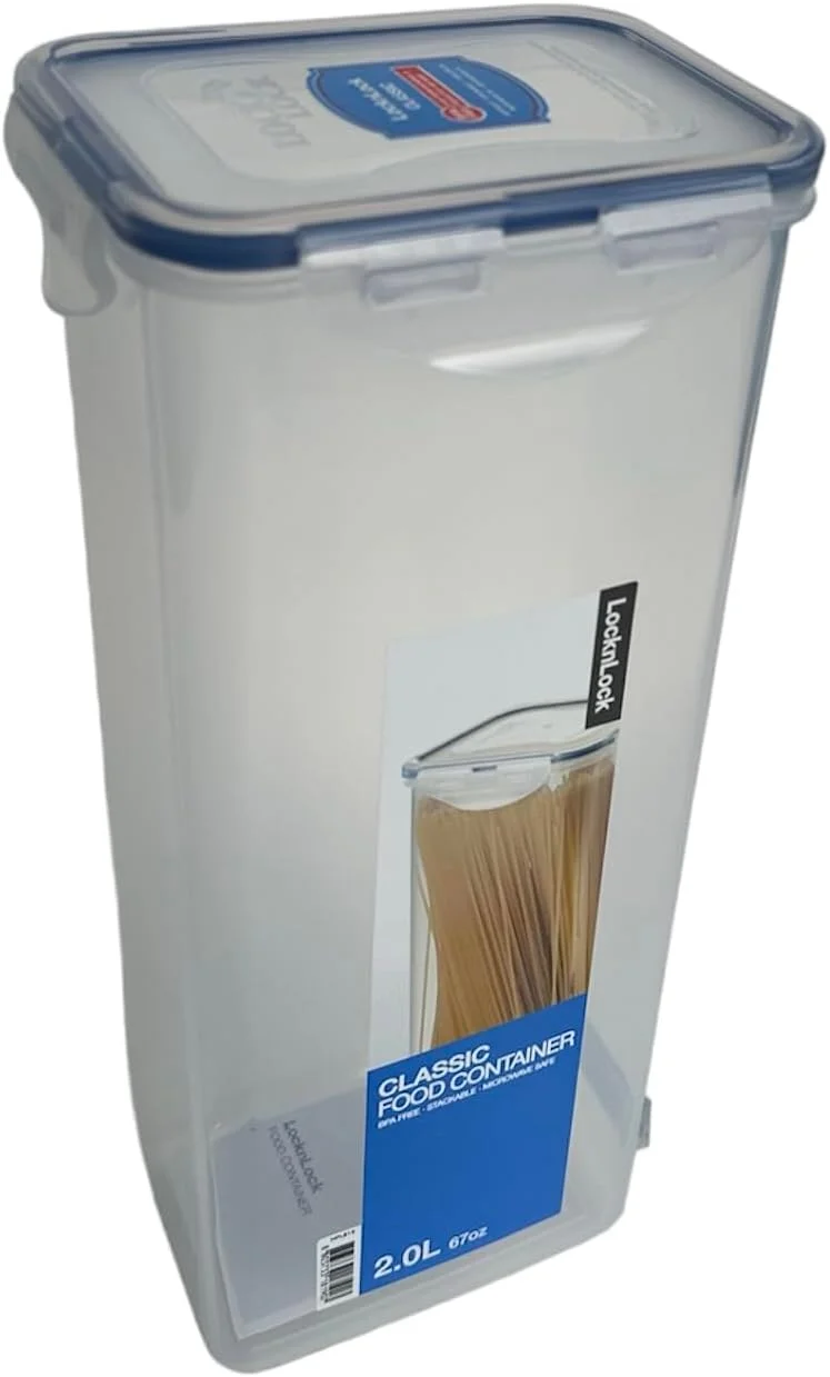 LocknLock Airtight Rectangular Tall Food Storage Container Pasta Box, Clear, 2L LocknLock Airtight Rectangular Tall Food Storage Container Pasta Box, Clear, 2L