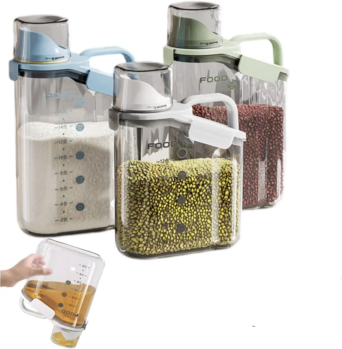 ظروف نگهداری مواد غذایی درب دار Lomeshow، بسته 3 عددی، مناسب برای سازماندهی آشپزخانه و نگهداری مواد غذایی خشک، غلات، غذای خشک سگ و گربه، آرد و شکر