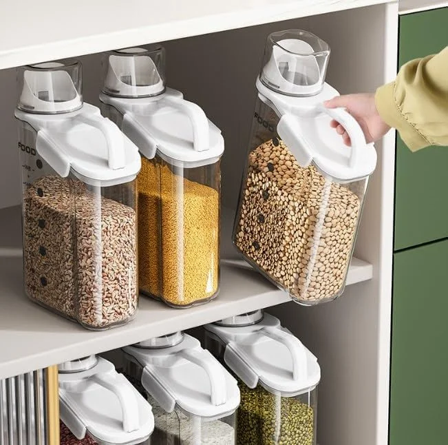 ظروف نگهداری مواد غذایی درب دار Lomeshow، بسته 3 عددی، مناسب برای سازماندهی آشپزخانه و نگهداری مواد غذایی خشک، غلات، غذای خشک سگ و گربه، آرد و شکر ظروف نگهداری مواد غذایی درب دار Lomeshow، بسته 3 عددی، مناسب برای سازماندهی آشپزخانه و نگهداری مواد غذایی خشک، غلات، غذای خشک سگ و گربه، آرد و شکر