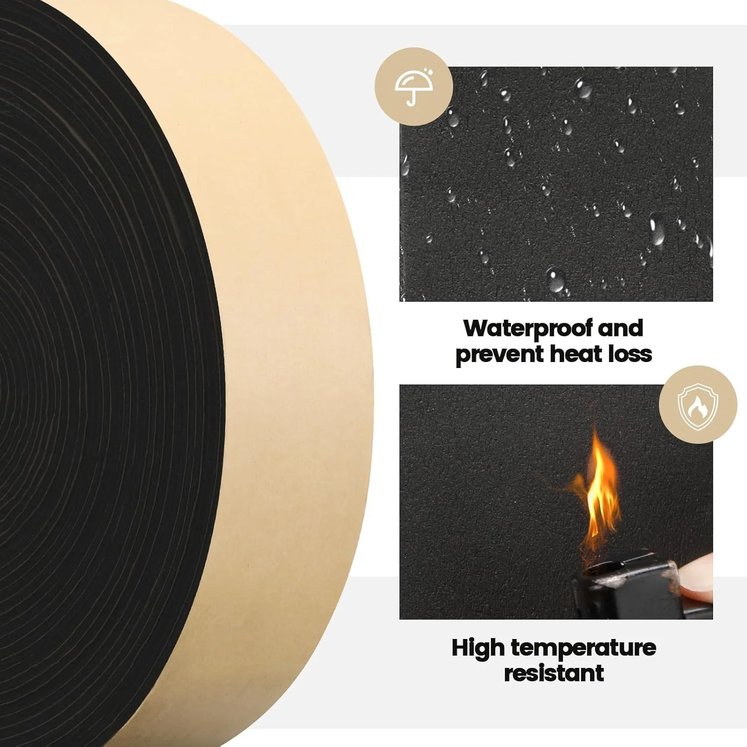 نوار عایق لوله، نوار عایق فوم لوله آب در فضای باز، فویل آلومینیومی خود چسب 2 اینچ در 32.8 فوت برای محافظت در برابر یخ زدگی زمستان و حفظ حرارت