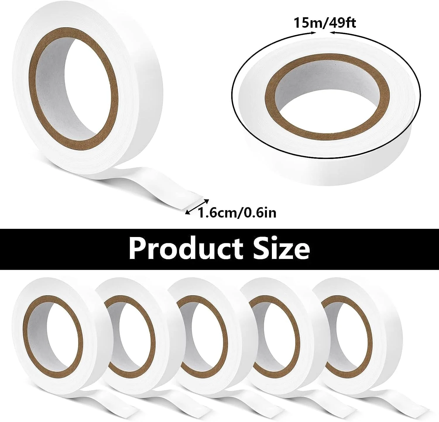 نوار چسب برق JieGuanG، 6 عدد نوار عایق سفید، نوار ضد آب 15 متری برای خودرو، سیم کشی مدار برق خودرو