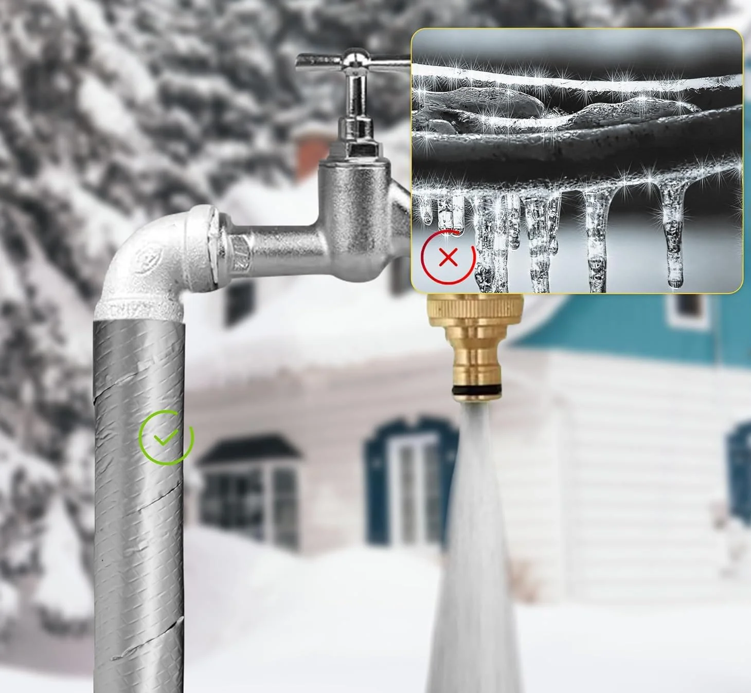 عایق لوله فوم و فویل خود چسب 5 سانتی متری در 10 متری برای محافظت از یخ زدگی زمستانی، عایق لوله برای لوله های آب سرد و گرم برای کاهش اتلاف حرارت (1 عدد)