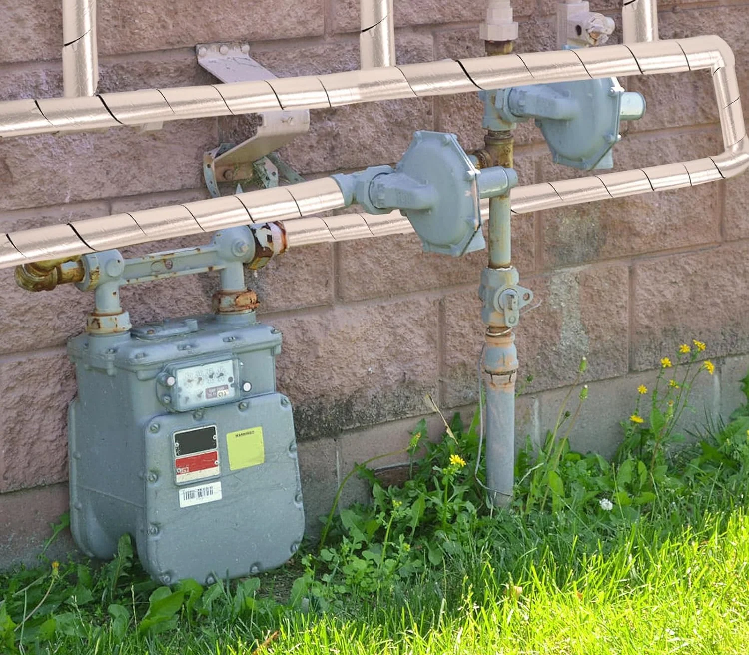 عایق لوله فوم و فویل خود چسب 5 سانتی متری در 10 متری برای محافظت از یخ زدگی زمستانی، عایق لوله برای لوله های آب سرد و گرم برای کاهش اتلاف حرارت (1 عدد)