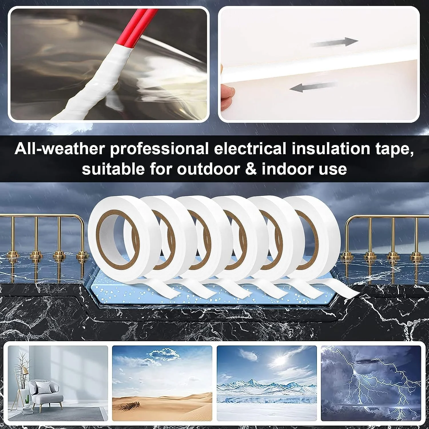 نوار چسب برق JieGuanG، 6 عدد نوار عایق سفید، نوار ضد آب 15 متری برای خودرو، سیم کشی مدار برق خودرو