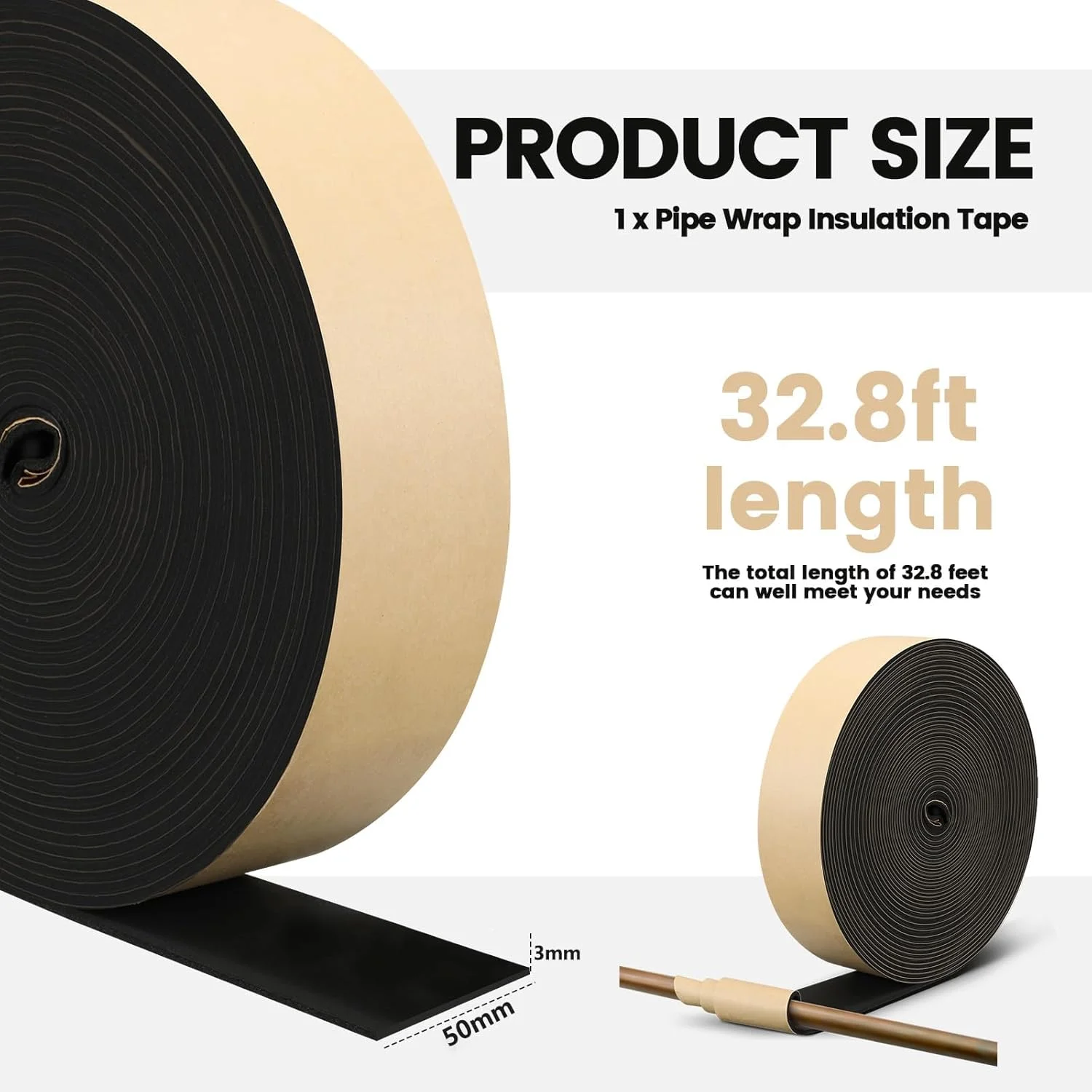 نوار عایق لوله، نوار عایق فوم لوله آب در فضای باز، فویل آلومینیومی خود چسب 2 اینچ در 32.8 فوت برای محافظت در برابر یخ زدگی زمستان و حفظ حرارت