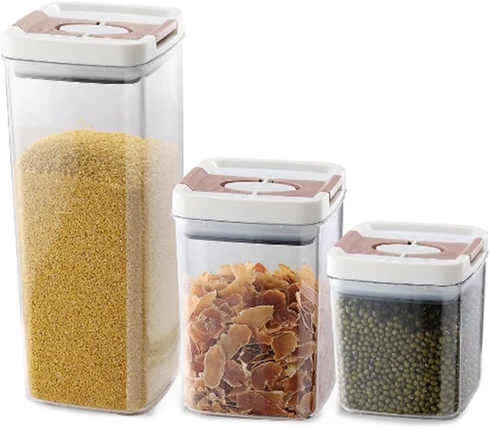 ست 3 تایی ظروف نگهداری مربع شفاف نالاکال با درب های بازشونده سریع، 177ml/295ml/591ml، ایده آل برای نگهداری چای، قهوه، آبنبات، بیسکویت و آجیل در کابینت آشپزخانه