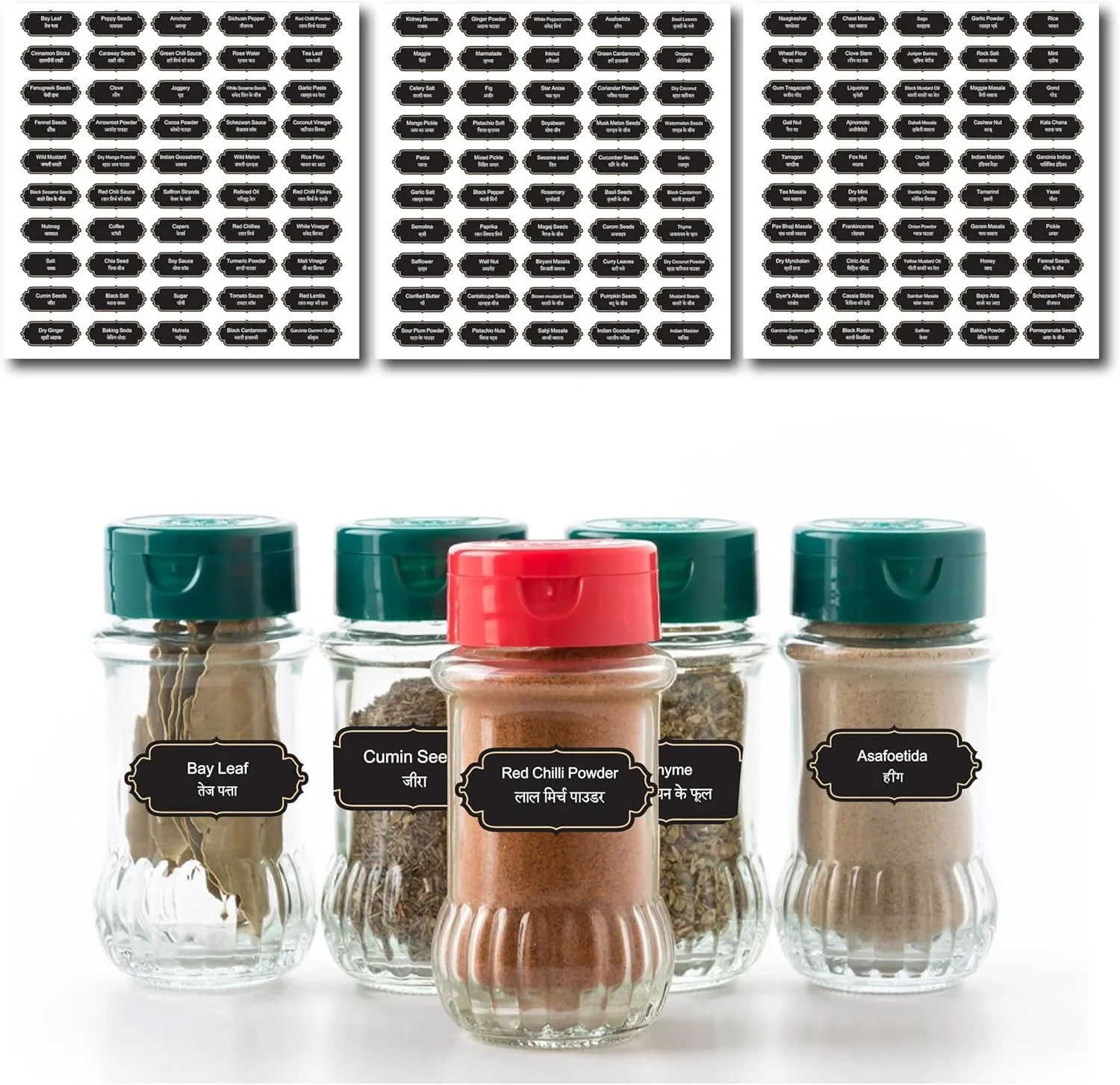 برچسب های شیشه مربا PRINTSHOP4ME، بسته 150 عددی - برچسب های آشپزخانه برای سازماندهی کابینت، مناسب برای شیشه های ادویه، قوطی ها و ظروف نگهداری مواد غذایی